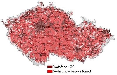 Plánované pokrytí rychlým mobilním internetem na konci roku 2014. Zdroj: Vodafone