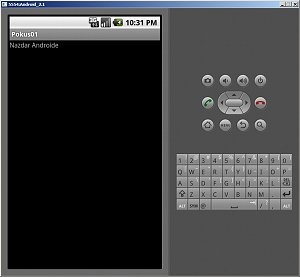 První aplikace v emulátoru OS Android.