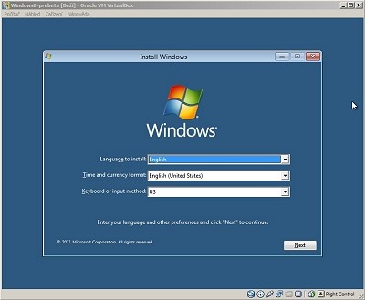 Instalace Windows 8 ve VirtualBoxu pod Windows 7