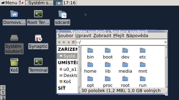 Linux Debian noroot na Androidu, na telefonu. Tohle už je zmenšená velikost, v plném rozlišení je všechno daleko ostřejší a zřetelnější. Ale pravda je, že menší ovládací prvky jsou na desktopu na mobilu trochu peklo.